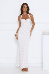 Delicate Daydream Halter Lace Maxi Dress White