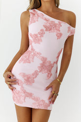 Poetry In Bloom Off Shoulder Mini Dress Pink