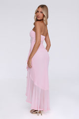 Spark Soirée Strapless Mesh Maxi Dress Blush