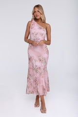 Pretty Whispers One Shoulder Maxi Dress Pink
