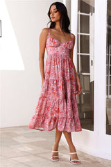Hour Of Gold Midi Dress Pink