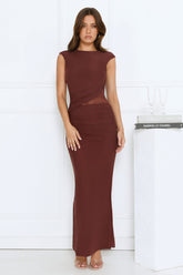 Glow Getter Hour Mesh Maxi Dress Brown