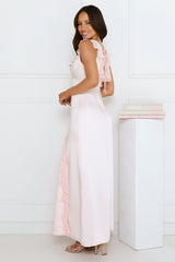 Flirty Girl Satin Maxi Dress Pink