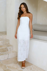 Ocean Air Oasis Strapless Maxi Dress White