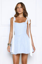 Softly Ever After Lace Mini Dress Blue