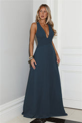 Crush Energy Halter Maxi Dress Deep Teal