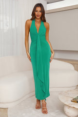 Mixing It Up Halter Maxi Dress Green