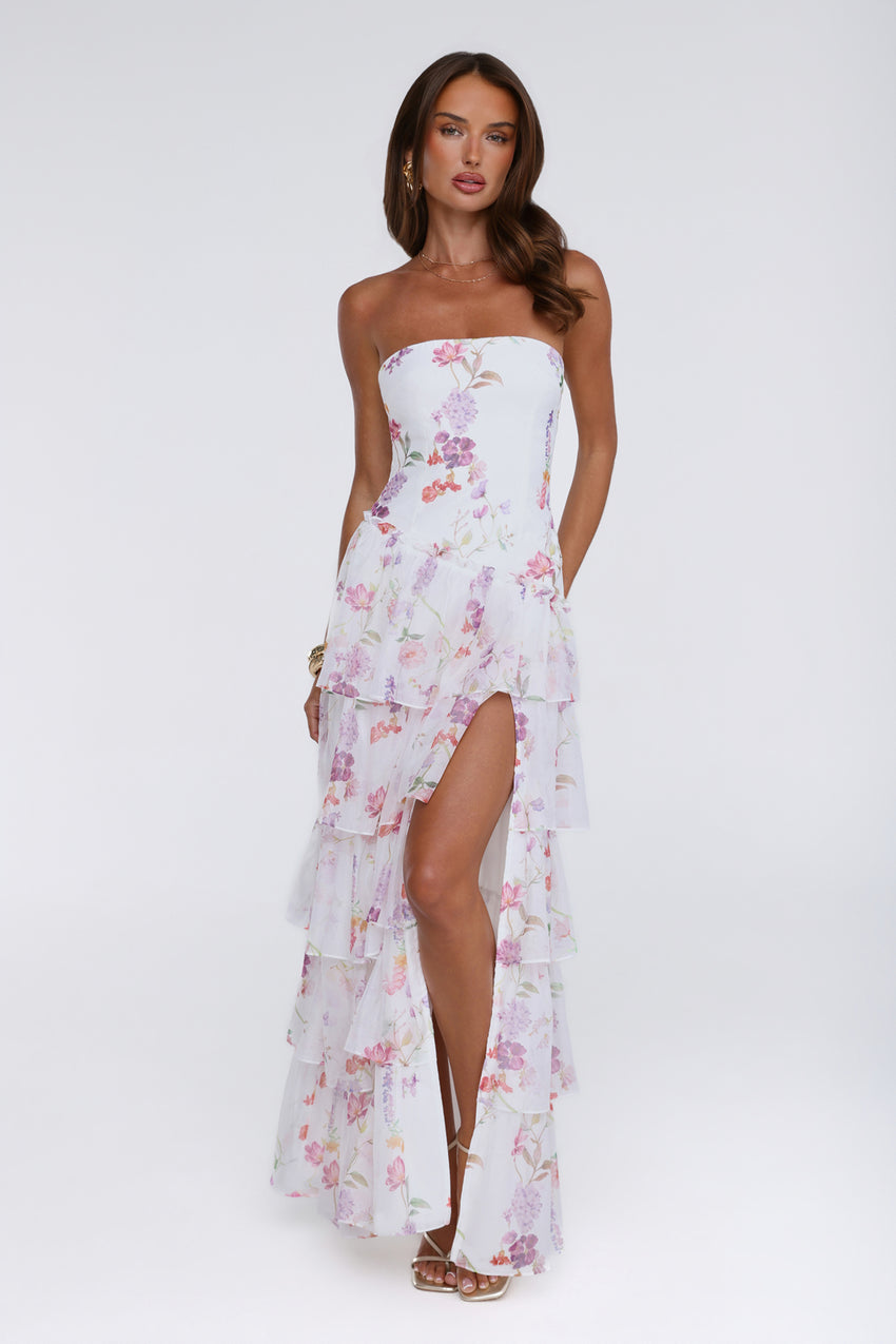 Styled For Sunshine Strapless Maxi Dress White