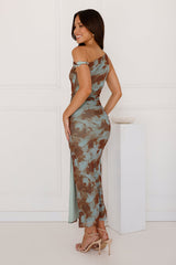 Stylish Society Off Shoulder Maxi Dress Green