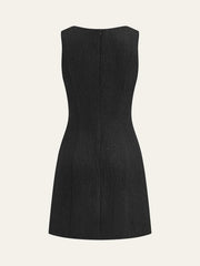 Tweed Sleeveless Button Mini Dress