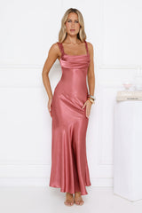 Kiss Your Crush Satin Maxi Dress Pink