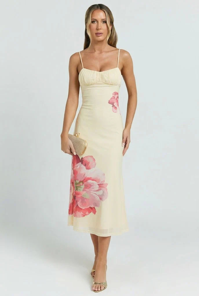 Paradise Glow Mesh Midi Dress